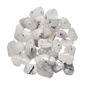 Black Tourmaline in Quartz Tumbled Stone