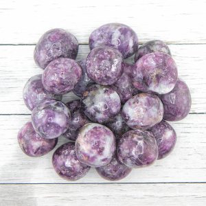 Alternative view of Purple Gem Lepidolite in Albite Tumbled Stone