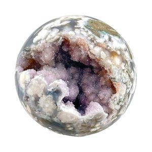 Large Flower Agate Purple Druzy Amethyst Sphere