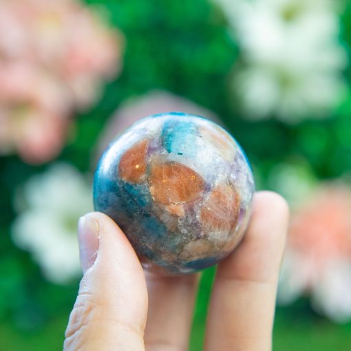 Purple Mica with Blue Apatite & Golden Ashura Sunstone Sphere - Image 2