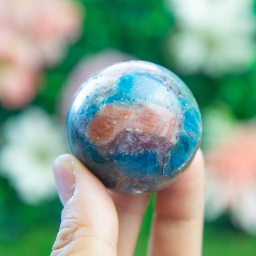 Purple Mica with Blue Apatite & Golden Ashura Sunstone Sphere - Image 3