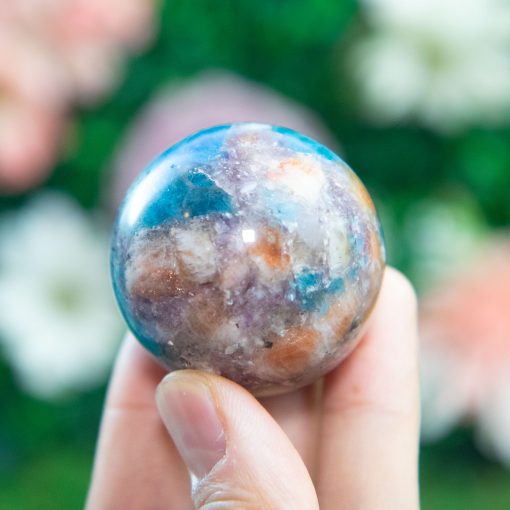Purple Mica with Blue Apatite & Golden Ashura Sunstone Sphere - Image 3