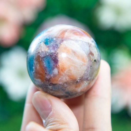 Purple Mica with Blue Apatite & Golden Ashura Sunstone Sphere - Image 4