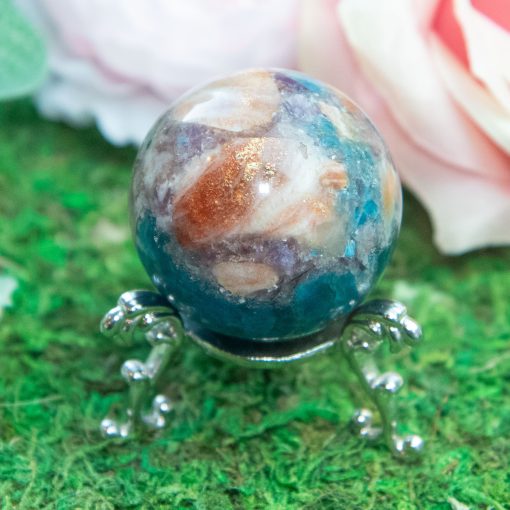 Purple Mica with Blue Apatite & Golden Ashura Sunstone Sphere - Image 6