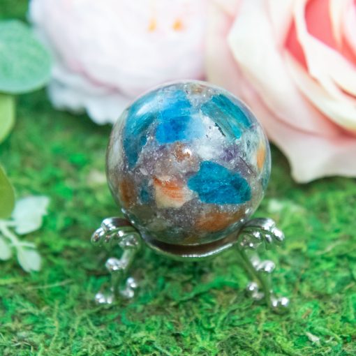Purple Mica with Blue Apatite & Golden Ashura Sunstone Sphere - Image 8