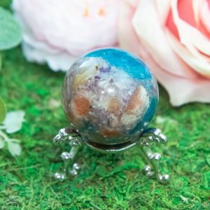 Purple Mica with Blue Apatite & Golden Ashura Sunstone Sphere - Image 9
