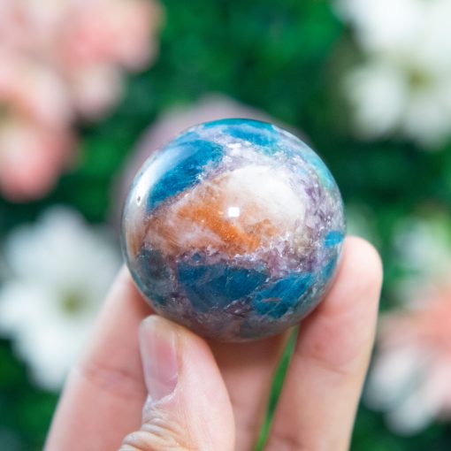 Purple Mica with Blue Apatite & Golden Ashura Sunstone Sphere - Image 3