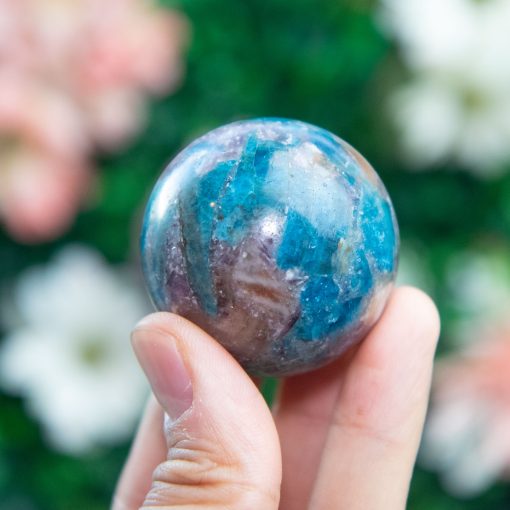 Purple Mica with Blue Apatite & Golden Ashura Sunstone Sphere - Image 4