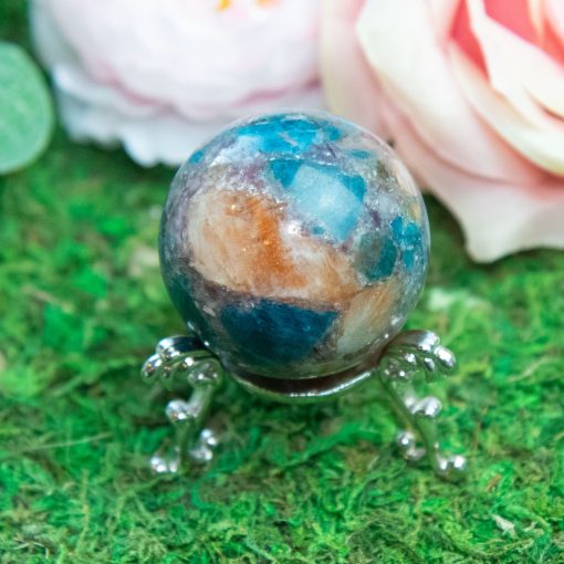 Purple Mica with Blue Apatite & Golden Ashura Sunstone Sphere - Image 7