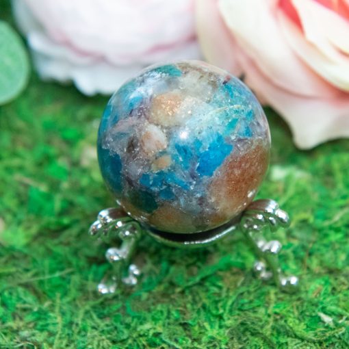 Purple Mica with Blue Apatite & Golden Ashura Sunstone Sphere - Image 8
