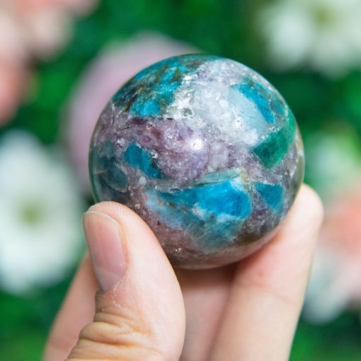 Purple Mica with Blue Apatite & Golden Ashura Sunstone Sphere - Image 4