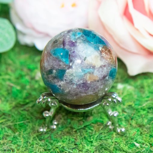 Purple Mica with Blue Apatite & Golden Ashura Sunstone Sphere - Image 10
