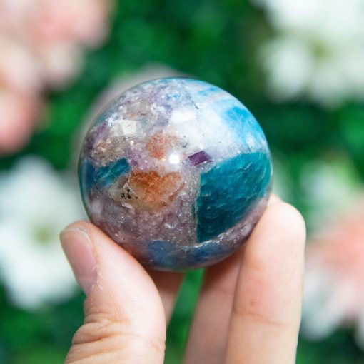 Purple Mica with Blue Apatite & Golden Ashura Sunstone Sphere - Image 3