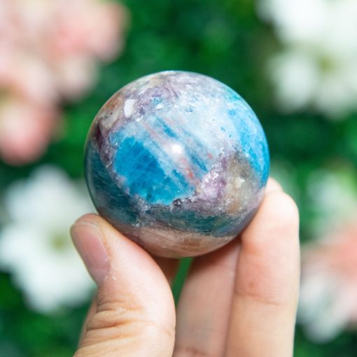 Purple Mica with Blue Apatite & Golden Ashura Sunstone Sphere - Image 4