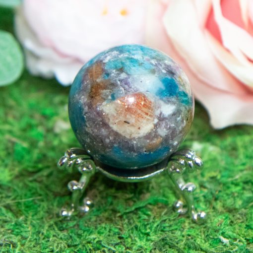 Purple Mica with Blue Apatite & Golden Ashura Sunstone Sphere - Image 6