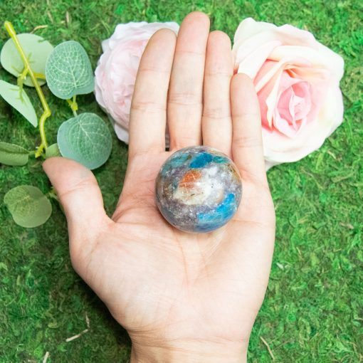 Purple Mica with Blue Apatite & Golden Ashura Sunstone Sphere - Image 5