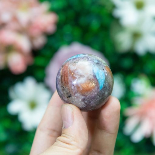 Purple Mica with Blue Apatite & Golden Ashura Sunstone Sphere - Image 2