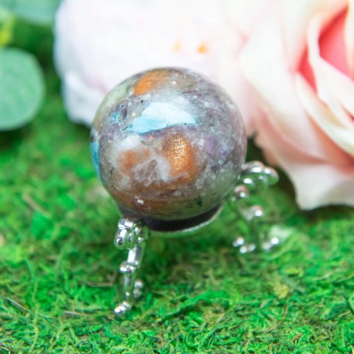Purple Mica with Blue Apatite & Golden Ashura Sunstone Sphere - Image 6