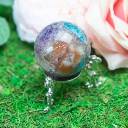 Purple Mica with Blue Apatite & Golden Ashura Sunstone Sphere - Image 7