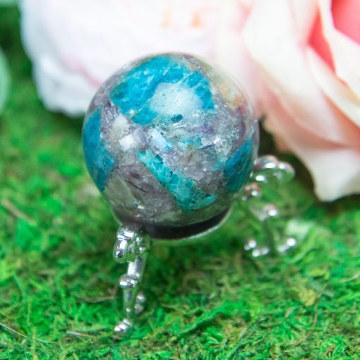 Purple Mica with Blue Apatite & Golden Ashura Sunstone Sphere - Image 9