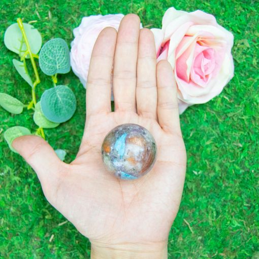Purple Mica with Blue Apatite & Golden Ashura Sunstone Sphere - Image 5