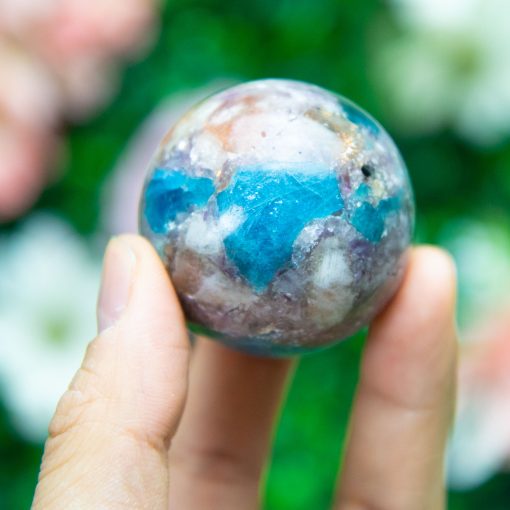 Purple Mica with Blue Apatite & Golden Ashura Sunstone Sphere - Image 3