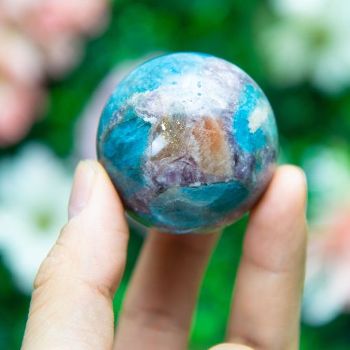 Purple Mica with Blue Apatite & Golden Ashura Sunstone Sphere - Image 4