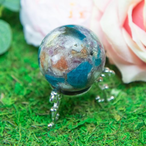 Purple Mica with Blue Apatite & Golden Ashura Sunstone Sphere - Image 6