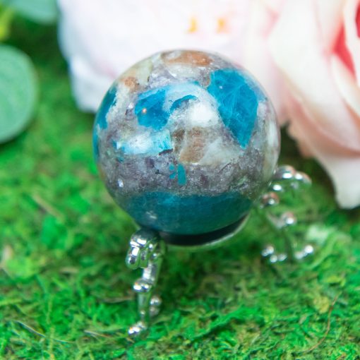Purple Mica with Blue Apatite & Golden Ashura Sunstone Sphere - Image 9