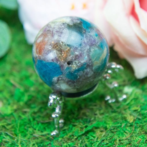 Purple Mica with Blue Apatite & Golden Ashura Sunstone Sphere - Image 11