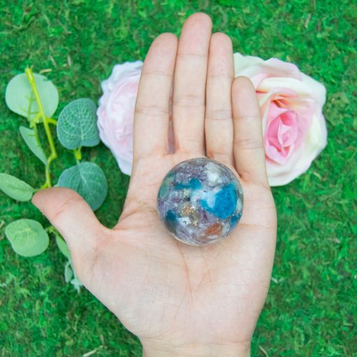 Purple Mica with Blue Apatite & Golden Ashura Sunstone Sphere - Image 5