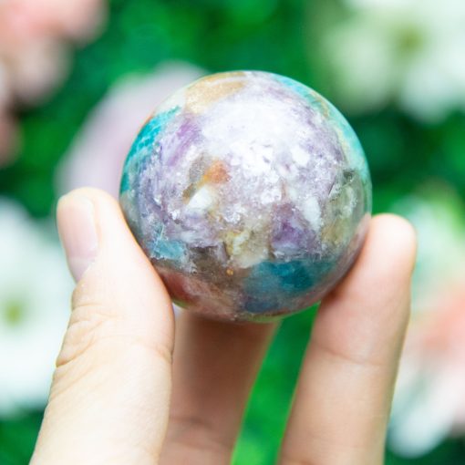 Purple Mica with Blue Apatite & Golden Ashura Sunstone Sphere - Image 3