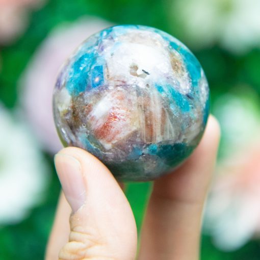 Purple Mica with Blue Apatite & Golden Ashura Sunstone Sphere - Image 4