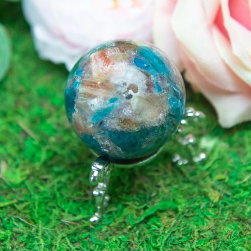 Purple Mica with Blue Apatite & Golden Ashura Sunstone Sphere - Image 7