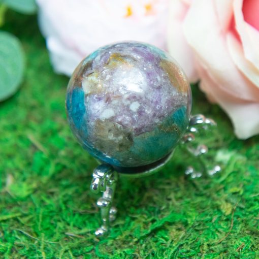 Purple Mica with Blue Apatite & Golden Ashura Sunstone Sphere - Image 8