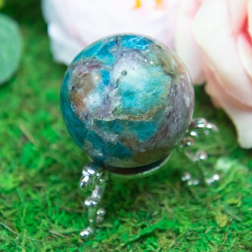 Purple Mica with Blue Apatite & Golden Ashura Sunstone Sphere - Image 9