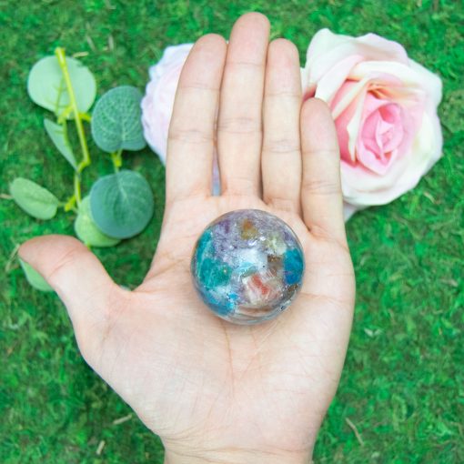 Purple Mica with Blue Apatite & Golden Ashura Sunstone Sphere - Image 5