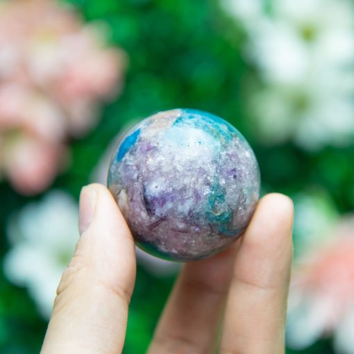 Purple Mica with Blue Apatite & Golden Ashura Sunstone Sphere - Image 2