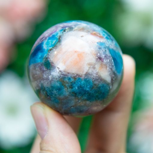 Purple Mica with Blue Apatite & Golden Ashura Sunstone Sphere - Image 4