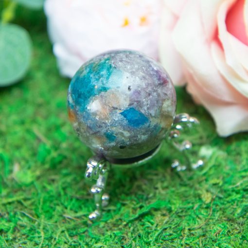 Purple Mica with Blue Apatite & Golden Ashura Sunstone Sphere - Image 9