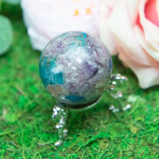 Purple Mica with Blue Apatite & Golden Ashura Sunstone Sphere - Image 10