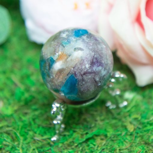 Purple Mica with Blue Apatite & Golden Ashura Sunstone Sphere - Image 11