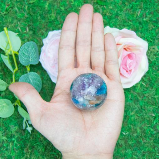 Purple Mica with Blue Apatite & Golden Ashura Sunstone Sphere - Image 5