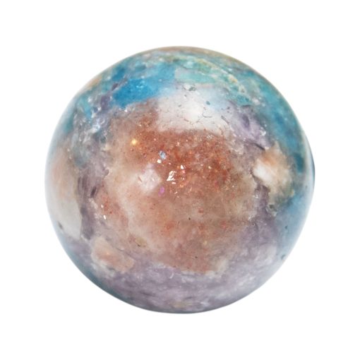 Purple Mica with Blue Apatite & Golden Ashura Sunstone Sphere
