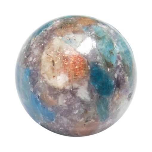 Purple Mica with Blue Apatite & Golden Ashura Sunstone Sphere