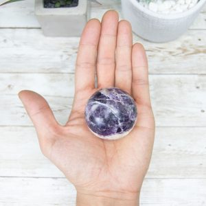 Alternative view of Morado Purple Opal Sphere