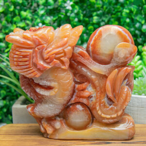 Alternative view of Banded Carnelian Dragon Carving